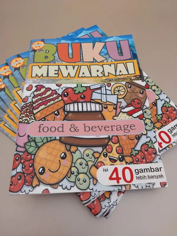 Buku Mewarnai I Kualitas Premium I Ukuran A4 BESAR [isi 40 Gambar] : Food & Beverage 1