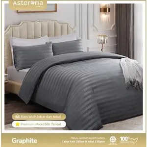 Quilt Cover Hotel / Duvet Cover Premium Micro Bamboo Garis Abu Tua