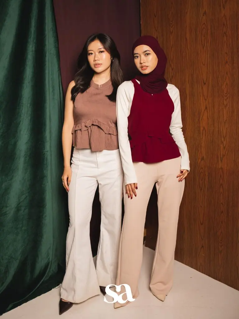 SANE - Ruby Top - Atasan Ruffles Wanita Maroon / Merah / CNY