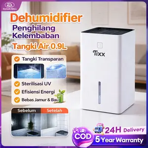 【COD】Tixx Dehumidifier kamar Low Watt Suara Senyap Tangki Air 0.8L Transparan 3 in 1 Serap Kelembaban Udara Atasi Lembab & Jamur Keringkan Pakaian Udara Segar Ion Negatif Aromaterapi Auto Stop Alarm Hemat Daya Desain Elegan Praktis Mudah Dioperasikan