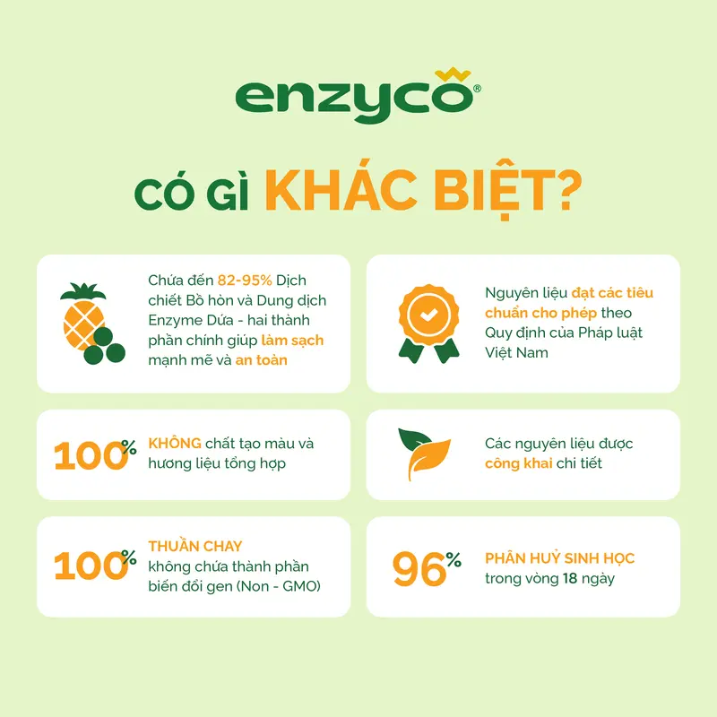 Nước rửa chén bát sinh học ENZYCO 4L - Chiết xuất Bồ hòn và Enzyme Dứa - Hương thơm từ Tinh Dầu Gừng Ta Tự Nhiên 2