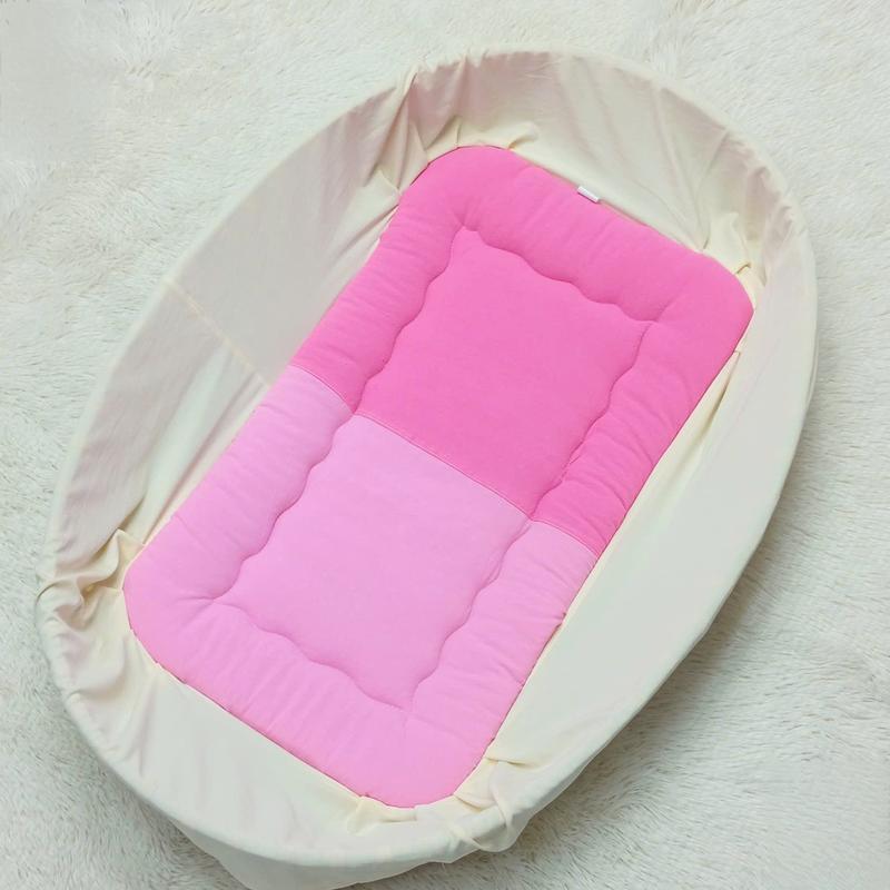 Nệm lót nôi tre cho bé sơ sinh nằm võng Kimhome - Vải cara cotton xốp thoáng mát freesize cho nôi dài 80-110cm