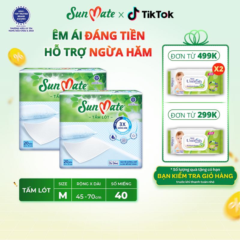 COMBO 2 Tấm lót SunMate cải tiến mới _20 miếng/gói size M