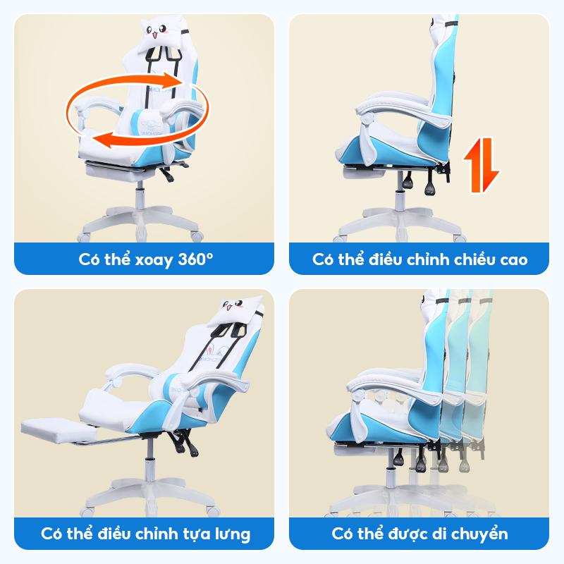 Product Introduction of DECHOME Ghế Chơi Game, Ghế Gaming Công Thái Học Có Gác Chân Ngả Lưng Xoay 360, Chất Liệu Nệm Cao Su Non Bọc Da PU Nhập Khẩu 25