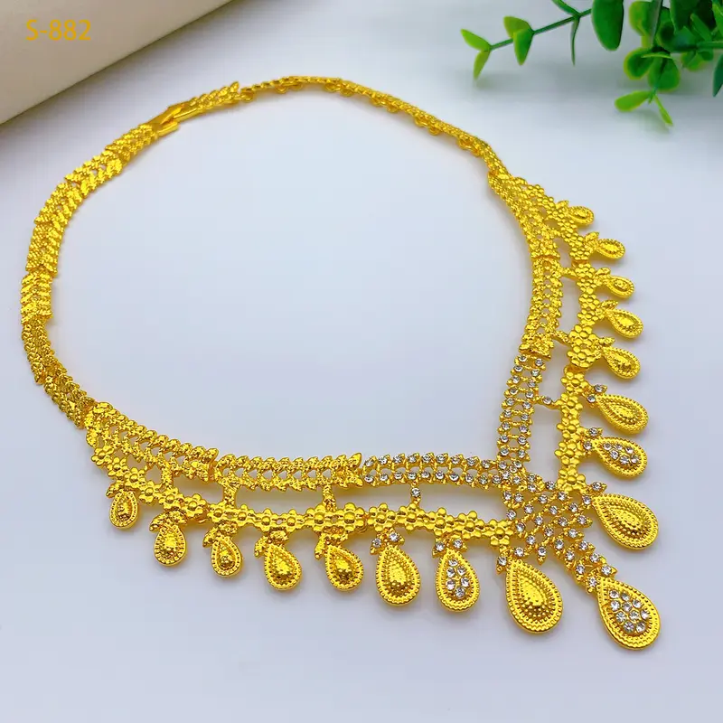 Bridal Jewelry Set Necklace Bracelet Earring Ring Dubai Jewelry Jewelry Set 4