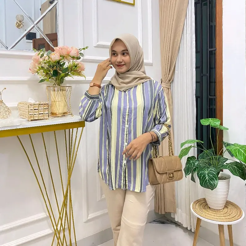 DAILY TOP SALUR // KEMEJA WANITA RAYON SALUR OVER SIZE LENGAN 3/4 LD 120 5