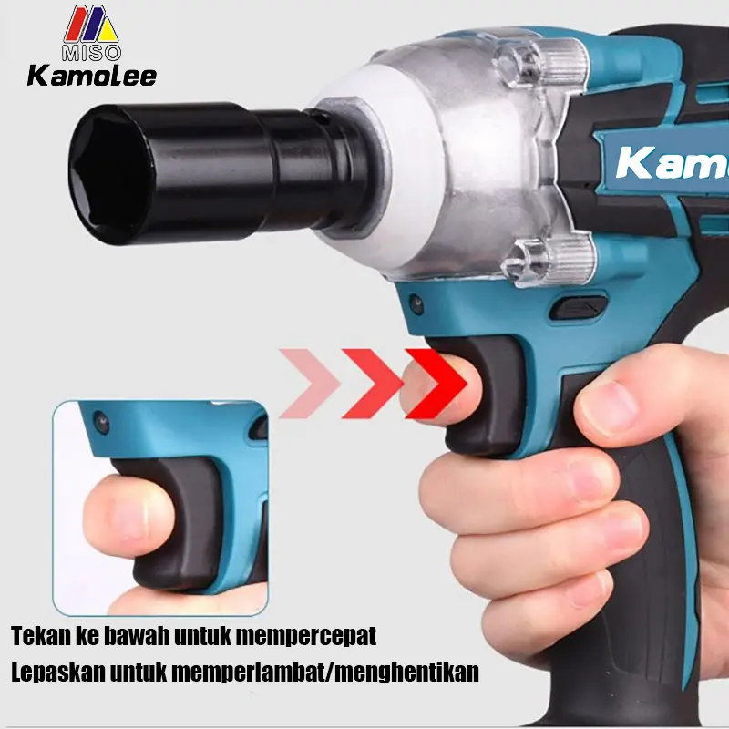 Kamolee DTW285 520 N.m Torsi Electric Impact Wrench 1/2"1/4" Dual Function [baterai tidak termasuk] 4