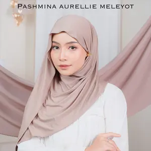 RIFANYHIJAB Aurellie Pashmina Kaos Meleyot Jersey Premium Mleyot Keriwil Kriwil Letoy Spandek Jersy Muslim Kerudung Syal Wanita Panjang Instan 175x60cm Nyaman & Terjangkau Dewasa