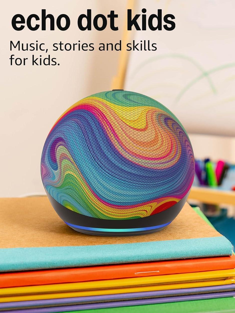 Amazon Echo Dot Kids (newest model) - Designed for kids, Designed for Alexa+, parental controls, Includes 1 Year of Amazon Kids+
