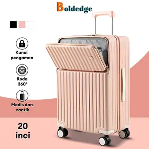 BoldEdge Koper Travel Multifungsi 20 inch Bukaan Depan ABS & PVC case keras pink koper