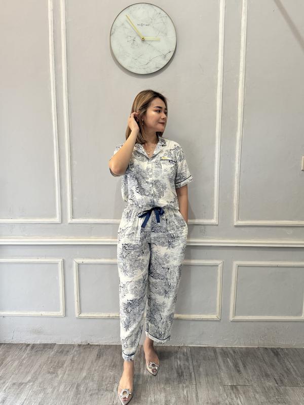 Piyama Baju Tidur Wanita Rayon Premium One Set Korean Style Bumil Busui Friendly Model Kancing Depan Nyaman Atasan Celana Lembut Setelan Dewasa Panjang Pendek 5