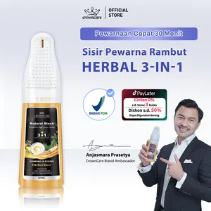 CrownCare Hair Coloring Shampoo Uban 200ml Penghitam Rambut Beruban Membantu menghitamkan uban, menghitamkan rambut, Membantu menutrisi rambut Extract | Dengan Botol Pompa Ganda Dan Sisir