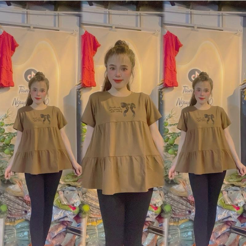  Áo bầu fom babidoll chất thun cotton co giản bốn chiều thấm hút mồ hôi tốt ko xù có size 46-95kg 