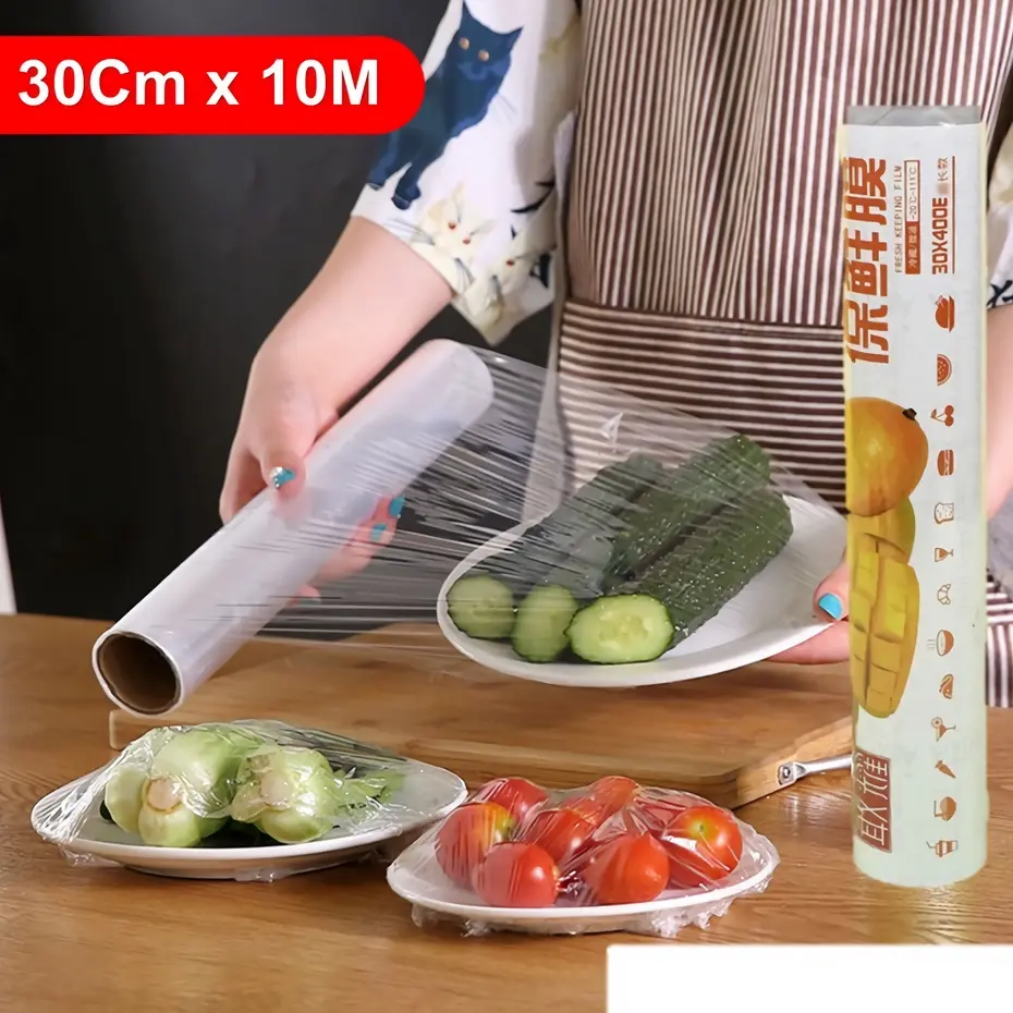 APEN Plastik Wrap Pembungkus Makanan 30cm x 10meter Food Wrapping Roll Food Grade Buah Sayur Food Wrap Clip