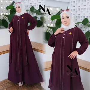 Na Fashion - HELENA Abaya terbaru 2025 Gamis Trendy Bahan Crinkle Premium Kombinasi Swarosky Mewah Cantik Elegant