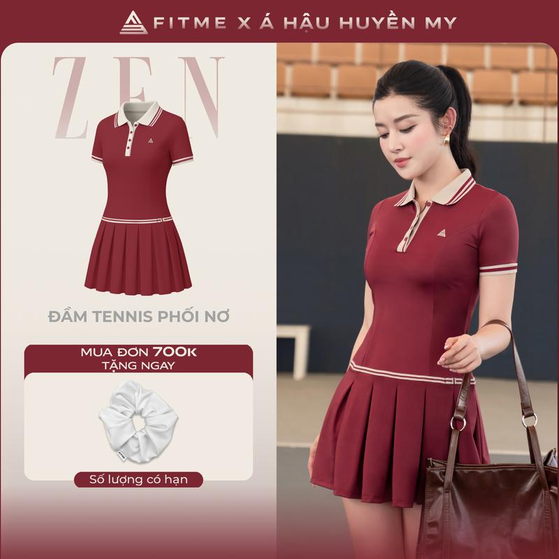 Váy tennis pickleball nữ Fitme ZEN CE xếp ly tặng kèm quần bảo hộ, chất co giãn thoáng khí DNTN01