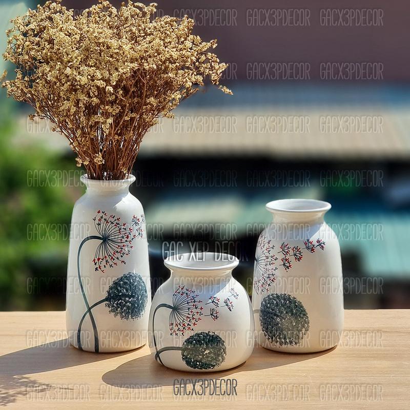  Lọ hoa gốm sứ vẽ tay men lạnh Bát Tràng Decor trang trí nội thất 