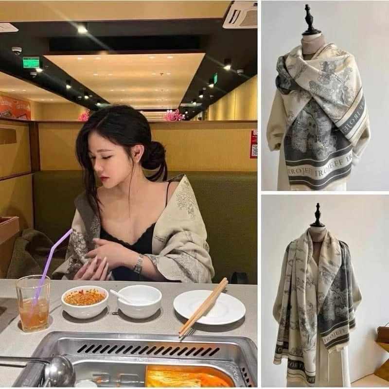 Khăn choàng dạ 2 mặt họa tiết phong cảnh 2 mặt. phù hợp diện áo dài, Phong cách…