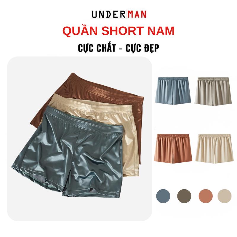 Quần Short Nam Satin Cao Cấp Mặc Ở Nhà Mặc Lót Quần Đùi Nam UNDER.MAN Phong Cách Sang Xịn Mặc Ngủ Mềm Mát Chất Satin Cao Cấp - QS03