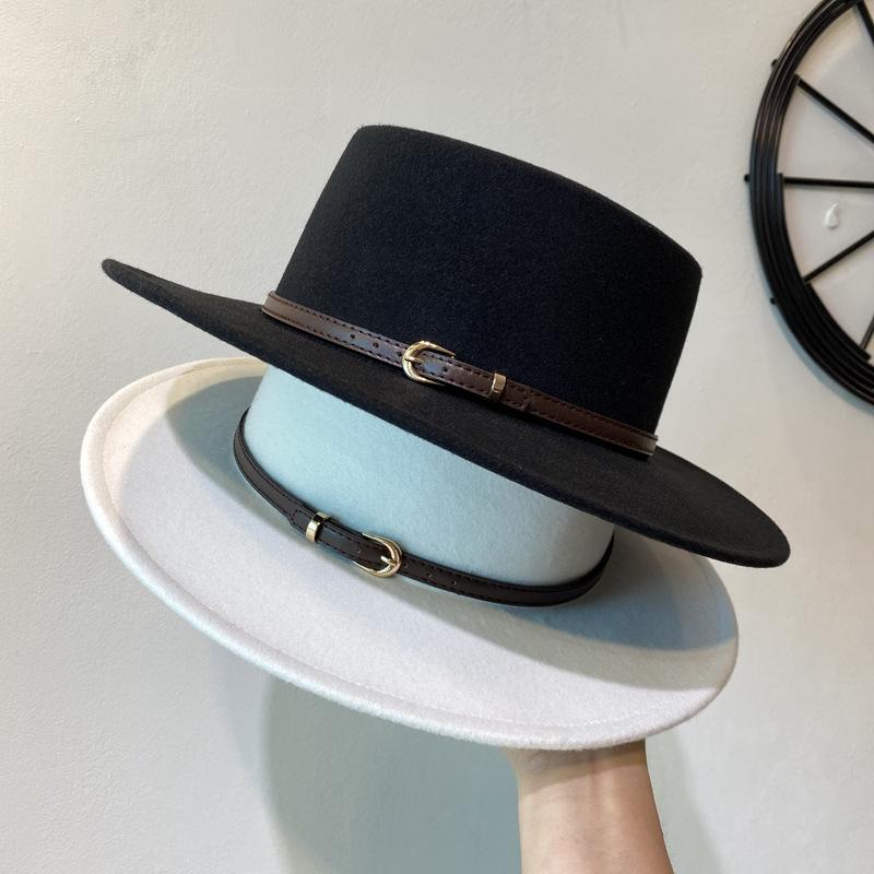 Mũ Fedoras, Trang Trí Khóa Thắt Lưng, Dành Cho Nữ, Mũ Nỉ Vành Có Nắp, Mũ Jazz Cổ Điển Thích Hợp Cho Mùa Đông Và Mùa Thu, Mũ Ấm 3