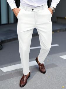 Pantalones de traje para hombre de color sólido, ideales para el trabajo diario, uso casual, viajes de negocios y festividades del Año Nuevo; regalo perfecto para tu novio.
