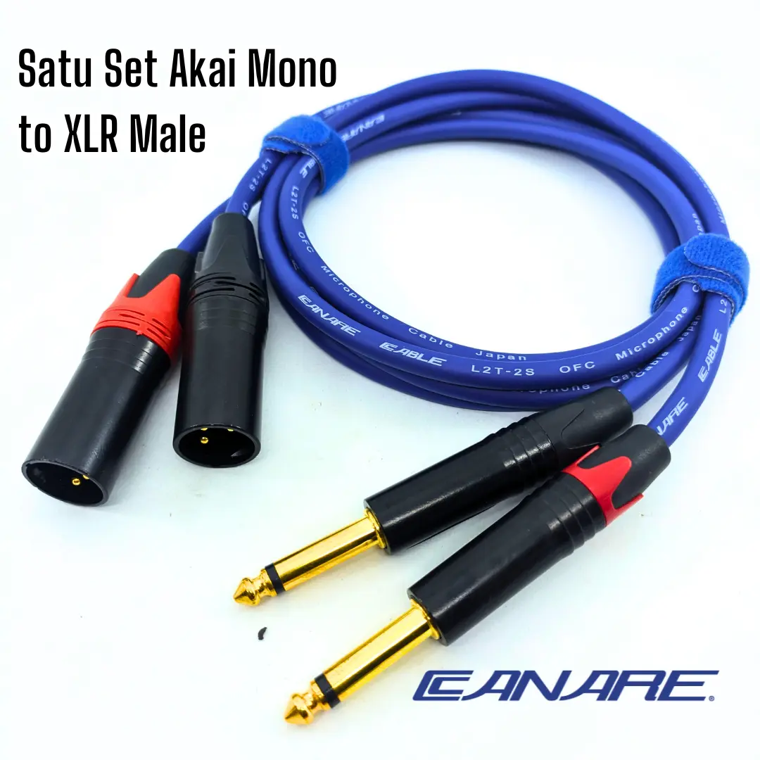 Satu Set Kabel Audio Mic Mikrofon Akai Mono to XLR Male Kabel Canare Berkualitas Tinggi