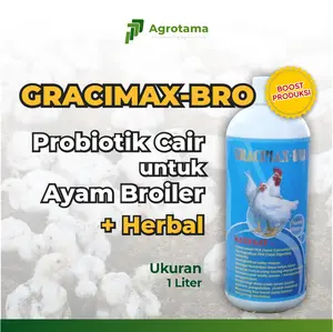 Gracimax Bro Probiotik Herbal Ayam Broiler Meningkatkan Bobot Badan Nafsu Makan dengan Prebiotic GOS MOS 1 Liter