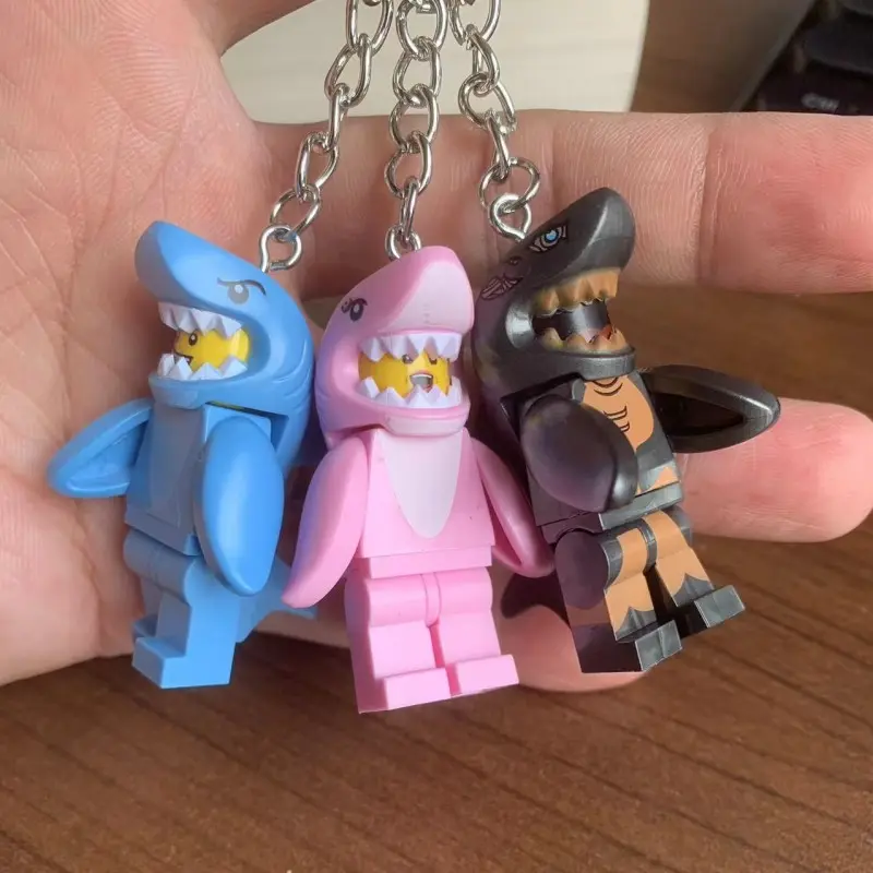 Compatible with Lego Cute Shark Keychain Couple Backpack Pendant Student Backpack Pendant