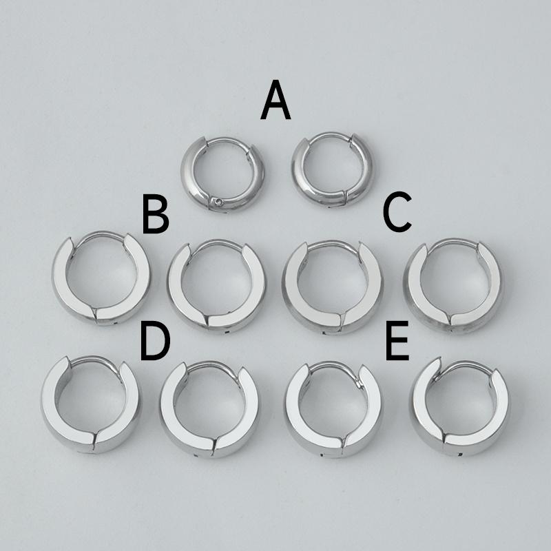 Stainless steel fashion commuter cross-border new simple personality literary niche plain circle men's and women's hoop earrings 2