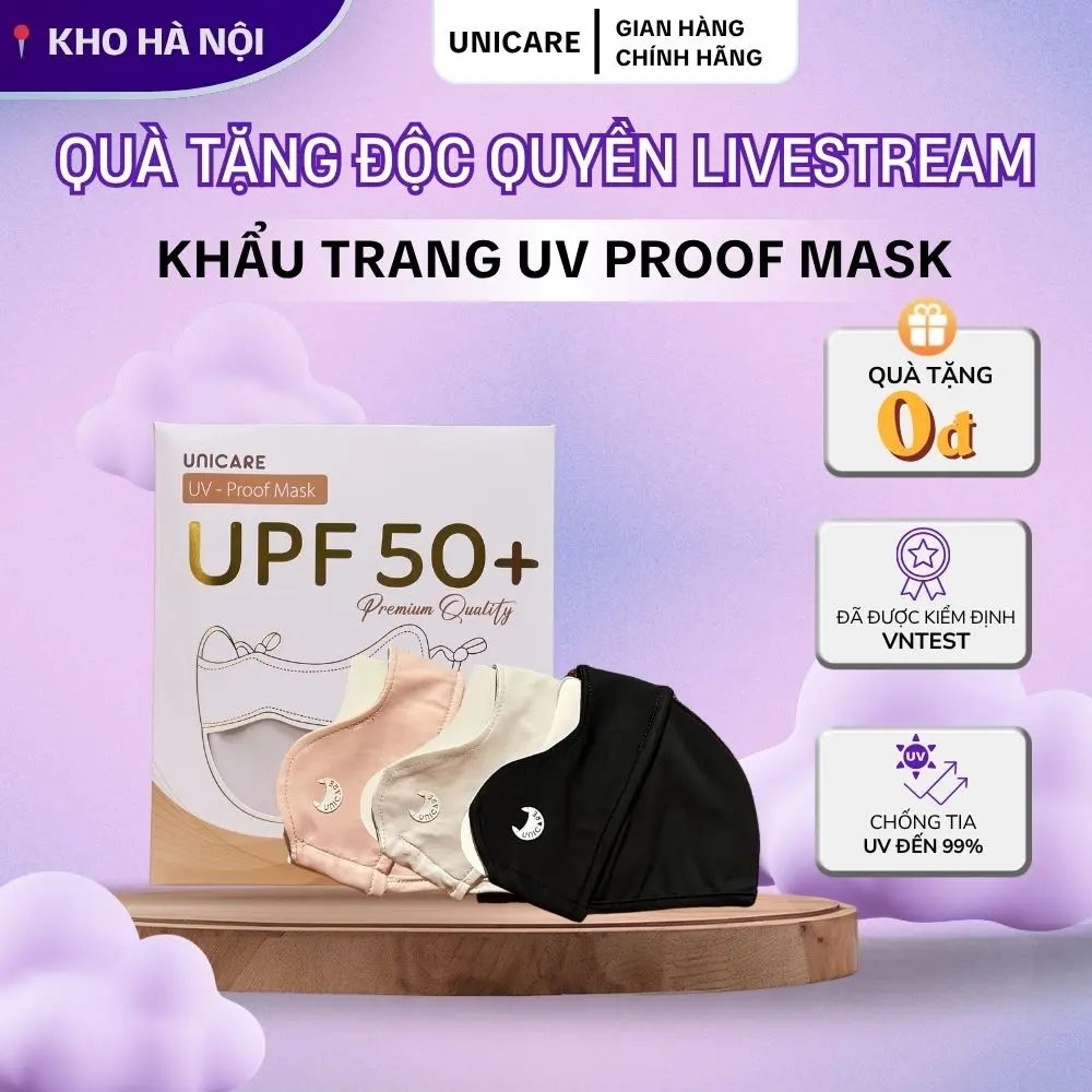 [Live inhouse] Khẩu Trang Vải UV – Proof Mask Chống Nắng Chống Tia UV UPF50+ Deal Live Inhouse Mềm Mịn Mát Thông Thoáng, Vải 2 Lớp Lụa Băng Mát Lạnh, Dây Đeo Điều Chỉnh, Mix Màu Phụ Kiện Nam Nữ