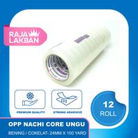 Gambar NACHI Lakban Plakban OPP Core Ungu Violet Premium 1 inch/ 24mm X 100 Yard, Bening/ Coklat - LUSIN - Bening dari Raja Lakban Jakarta Kota Administrasi Jakarta Barat 3 Tokopedia