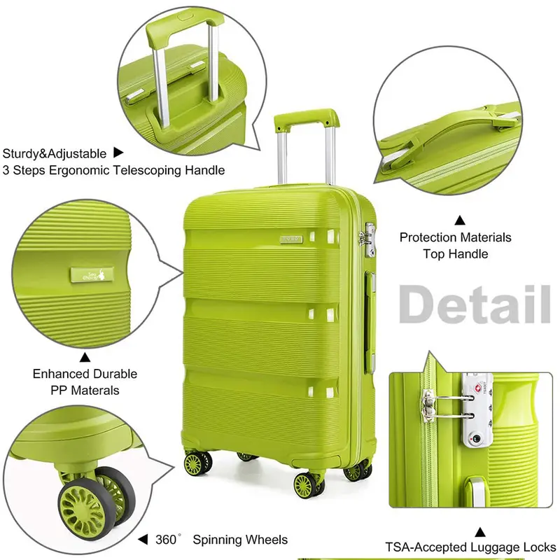 SEA CHOICE Koper Set 20+24+28 inch Kabin Large Bagasi Travel Tas, PP Hardcase, Lightweight, TSA Lock 2