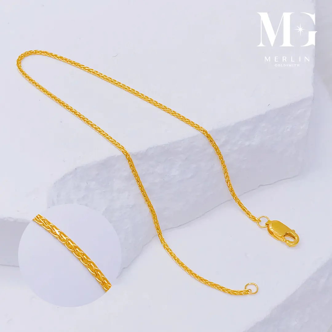 Merlin Goldsmith 916 22k Gold Wheat Chain Bracelet (1GM+)