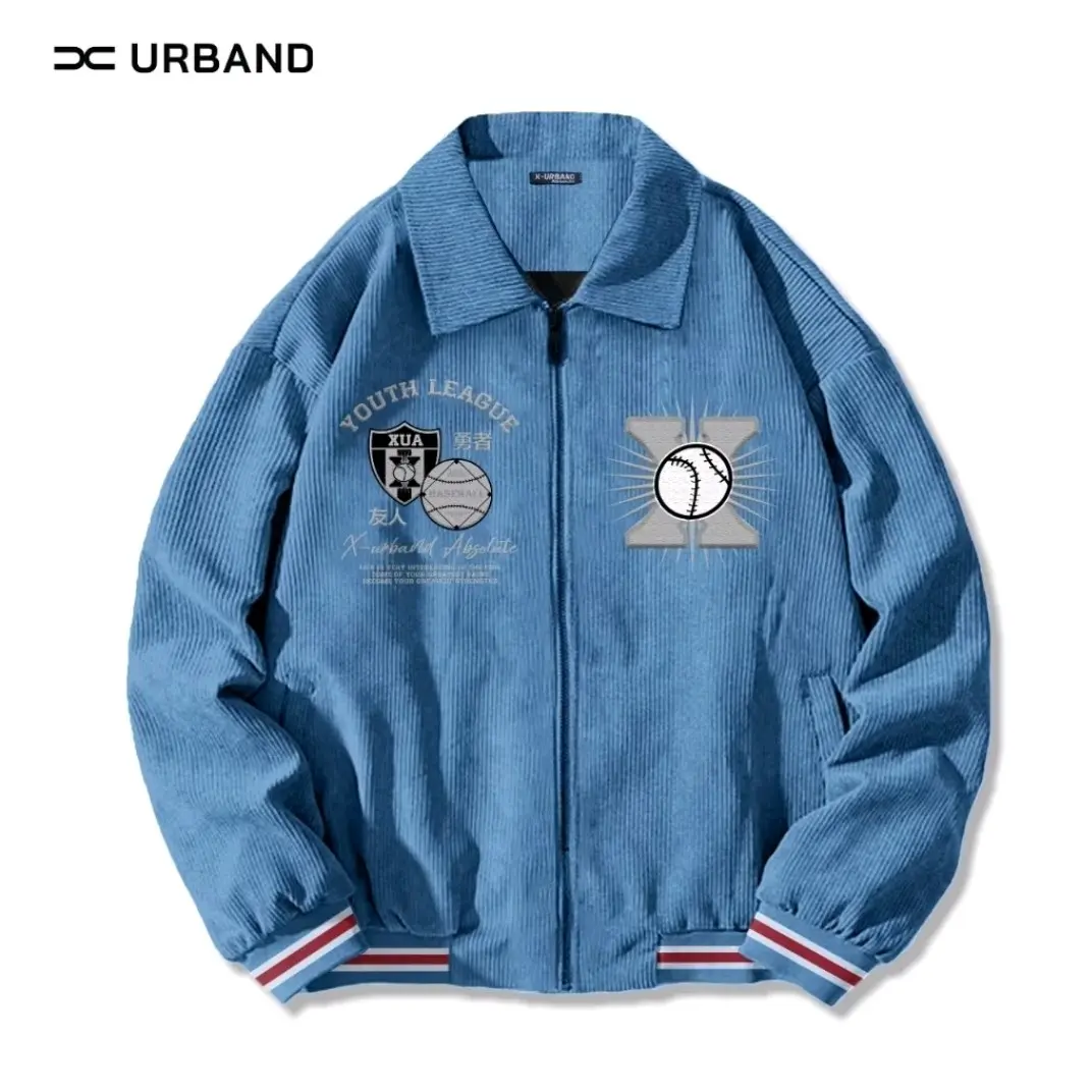 Jaket Bomber Corduroy Youth league Pria Wanita  Casual