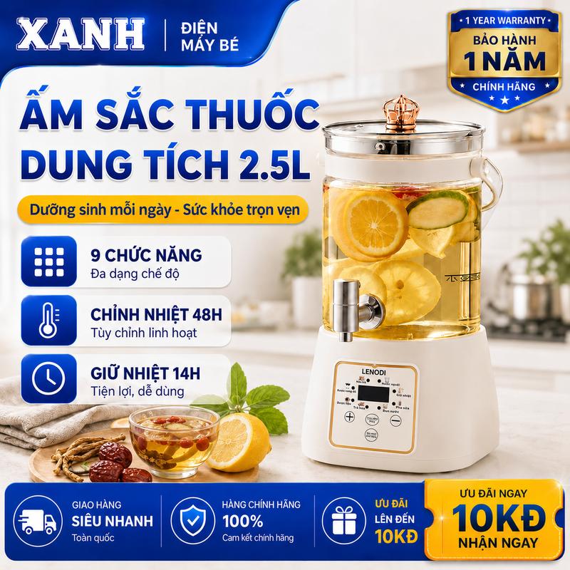 Ấm đun đa năng dung tích lớn với vòi chiết nóng lạnh - Chuyên nấu súp, pha trà hoa quả tại nhà