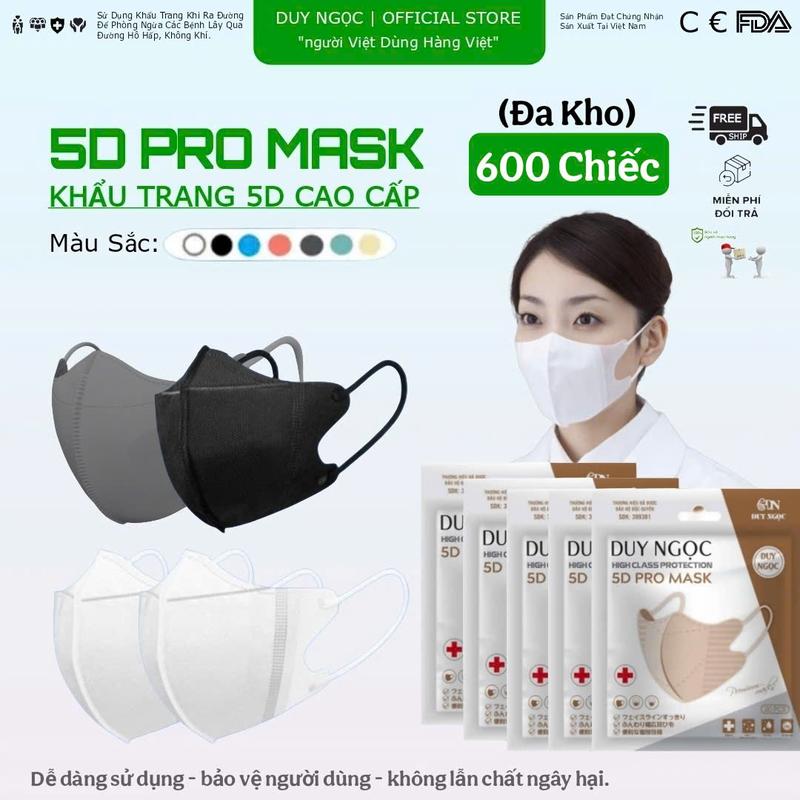 [Đa Kho] - Thùng 600 Chiếc Khẩu Trang 5D Duy Ngọc 3 Lớp Kháng Khuẩn, Chống Bụi Mịn và Tia UV - Hàng Chính Hãng Cao Cấp (Túi Mới 20pcs) 0