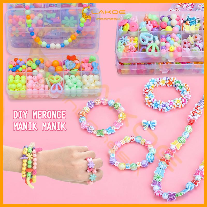 LAKOE Beaded DIY/Meronce Manik-Manik 3D DIY Bahan Plastik Dengan Tali ...