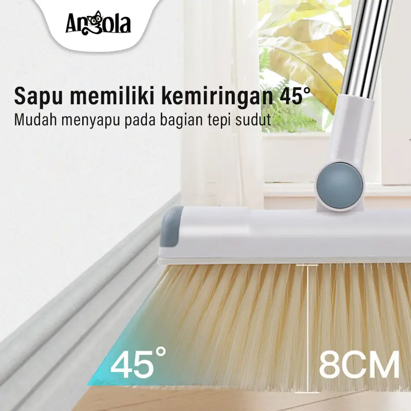 ANGOLA Satu Set Sapu Pengki Pembersih D63 Broom Set Dustpan Sapu Lipat Kombinasi Pengki Sapu Lantai 6