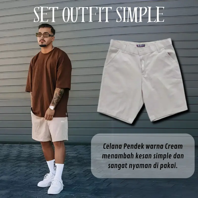 Cstl - Setetan  Simple Kekinian Baju Over Size Mix Chinos Atasan Casual outfit cowok  keren 1 set korean style Apprl-001 setelan  starboy 3