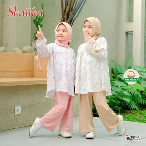 Mysha Kids Muslimah - SHAIMA Oneset FREE HIJAB Setelan Anak Muslim Jersey Premium dan Katun Elora untuk usia 2-11 thn