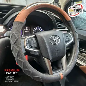 Sarung Stir Mobil Karbon & Kulit Polos Model Diamond – Elegan & Universal untuk Agya, Avanza, Xenia, Innova | GARANSI 1 TAHUN
