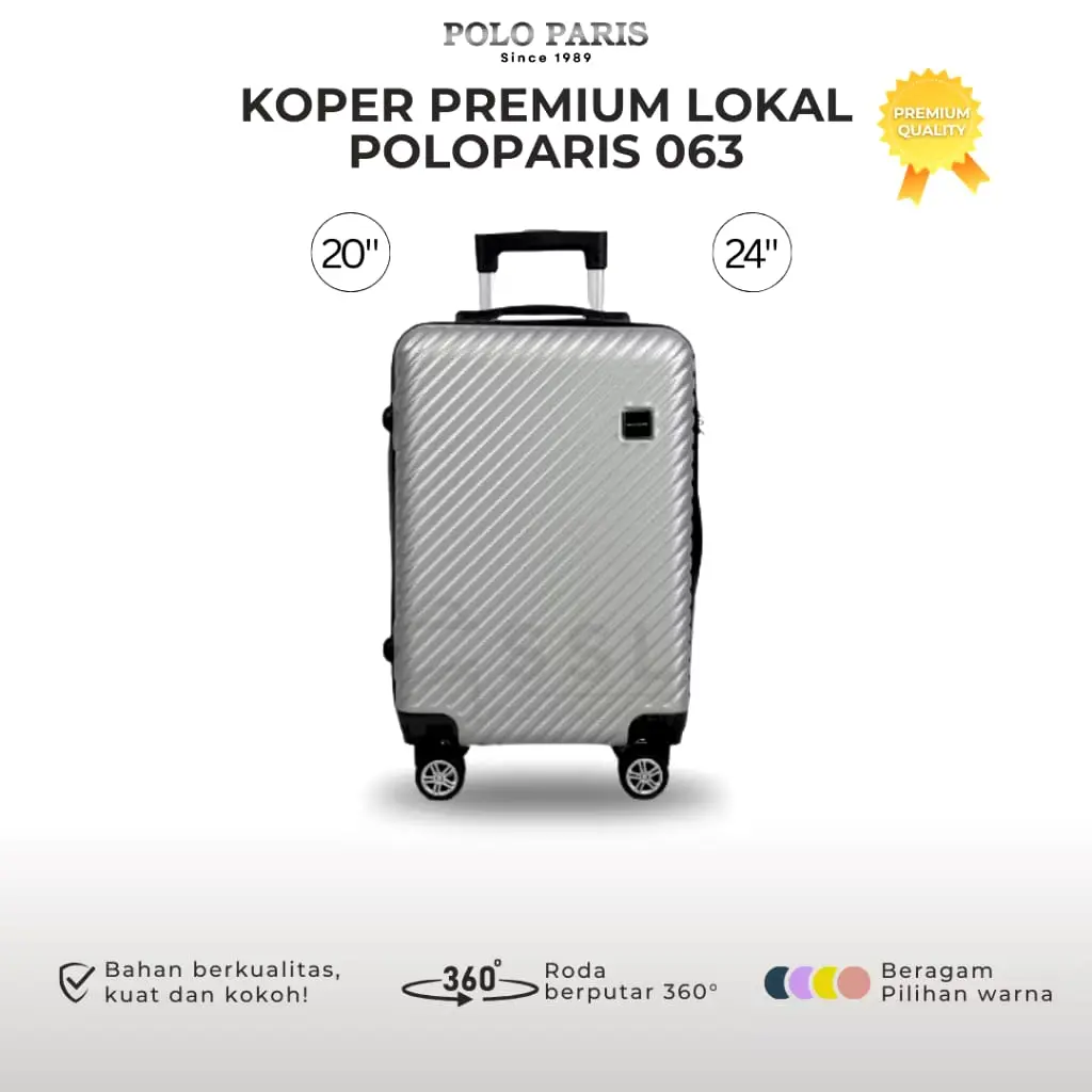 POLOPARIS - Koper 063 20/24 Inch Fiber Abs Kunci Kombinasi 3 Angka Roda Putar 360