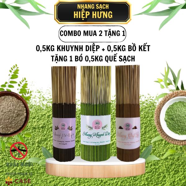 (MUA 2 TẶNG 1)0,5KG KHUYNH DIỆP + 0,5KG BỒ KẾT TẶNG 0,5KG QUẾ SẠCH - NHANG SẠCH HIỆP HƯNG