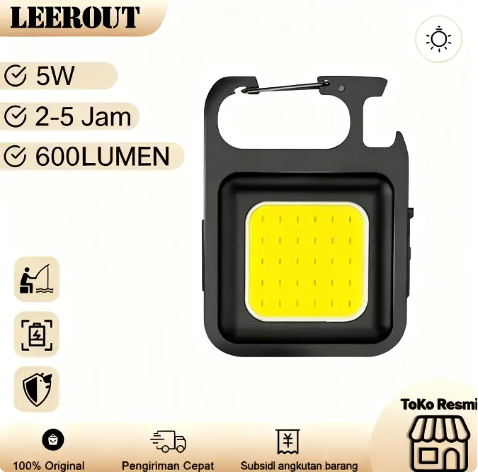 LEEROUT Kecerahan tinggi Lampu portabel multifungsi Lampu COB Magnet Led Penerbangan panjangsuperterang gantungan kunci senter Campingalat buka tutup botol