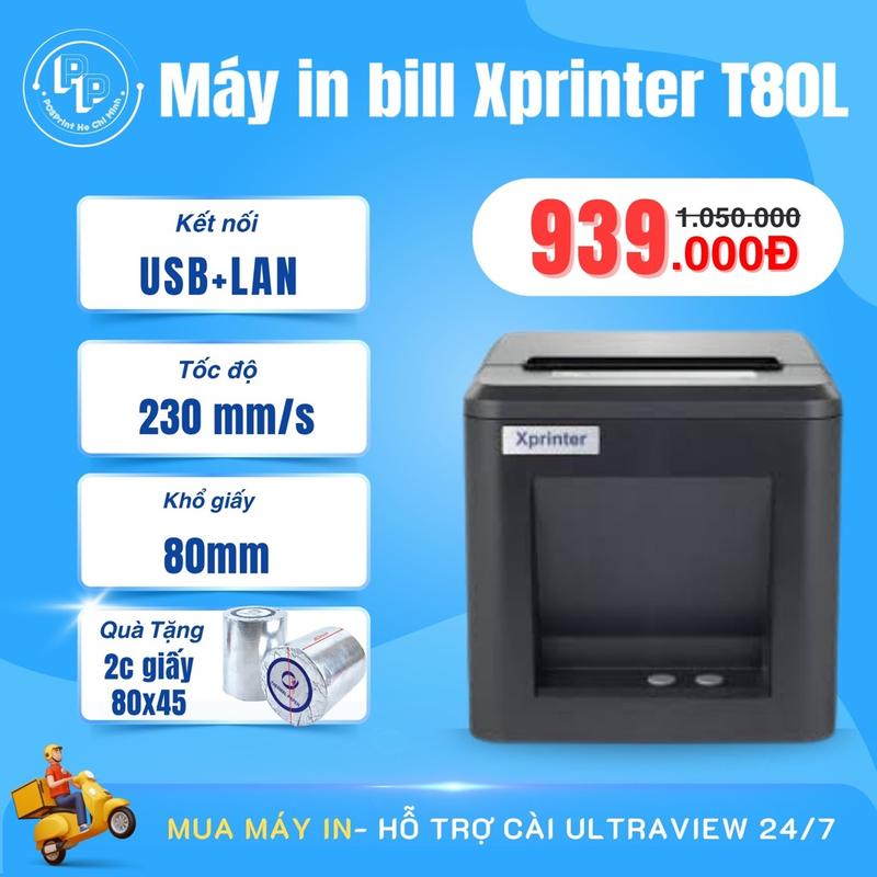 Máy in bill hóa đơn tính tiền khổ 80mm kết nối USB LAN và điện thoại, hỗ trợ in…