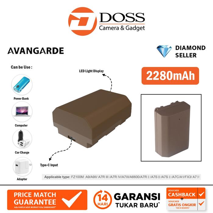 Gambar Avangarde TNP-FZ100 Type-C Rechargeable FZ100 2250mah dari DOSS Camera & Gadget Kota Administrasi Jakarta Pusat Tokopedia