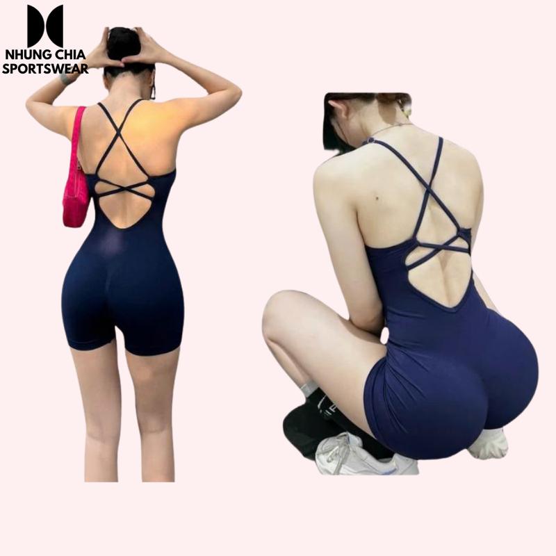 Bộ Đồ Liền Thân Tập Gym Yoga Nữ Đệm Ngực Jumpsuit Thể Thao Chất Dệt Kim LOTUS
