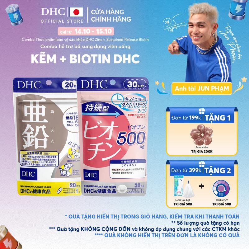 [DEAL SHOCK] Combo TPBVSK DHC Zinc + Sustained Release Biotin dạng viên uống hỗ trợ bổ sung Kẽm và Biotin - DHC Nhật Bản chính hãng - Combo 20 Ngày và 60 Ngày