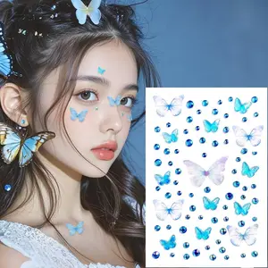 Kupu-kupu aurora transparan es / stiker riasan wajah kupu aurora flash dekorasi berlian