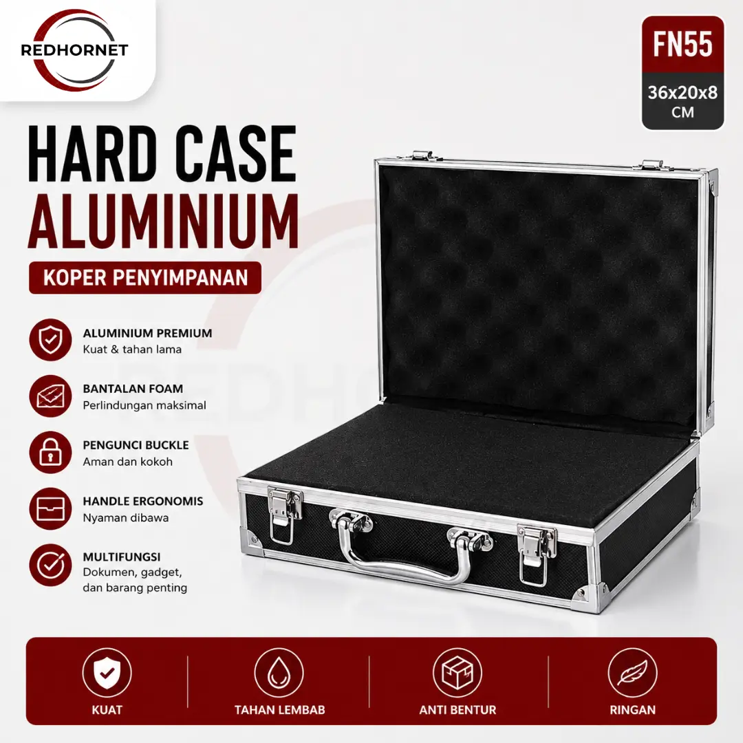 FNICEL Tas Koper Penyimpanan Hard Case Aluminium dengan Bantalan Foam & Pengunci Buckle